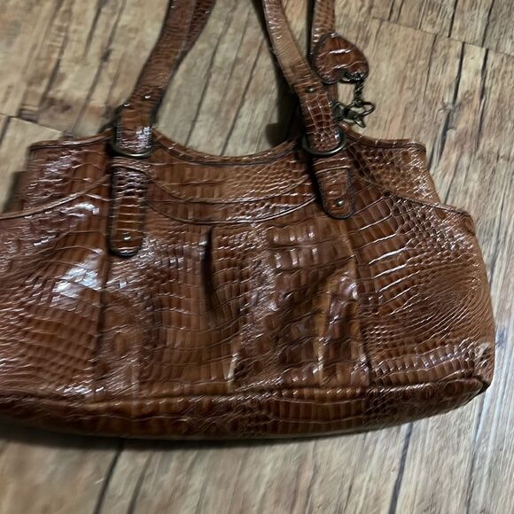 Brown Faux Crocodile Leather Jessica Simpson Shoulder Bag - Picture 2 of 7